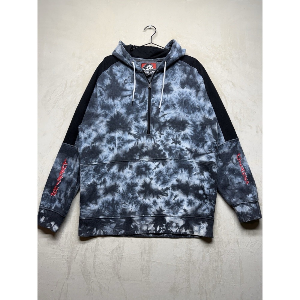 Lurking Class Sketchy Tank Hoodie Mens XL Blue Tie Dye Skater Half Zip Grunge